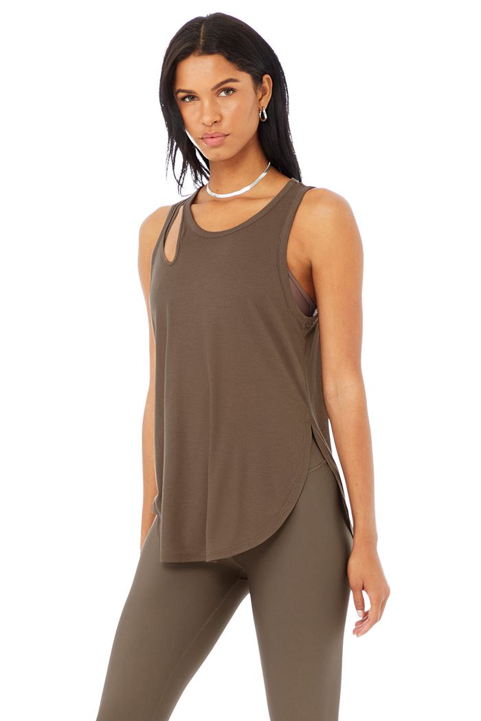 Alo Yoga Ribbed Peak Tank Tops Dam Bruna | 5793608-QO