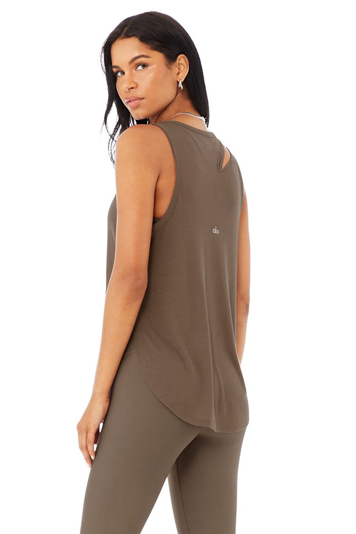 Alo Yoga Ribbed Peak Tank Tops Dam Bruna | 5793608-QO