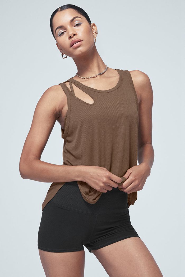 Alo Yoga Ribbed Peak Tank Tops Dam Bruna | 5793608-QO