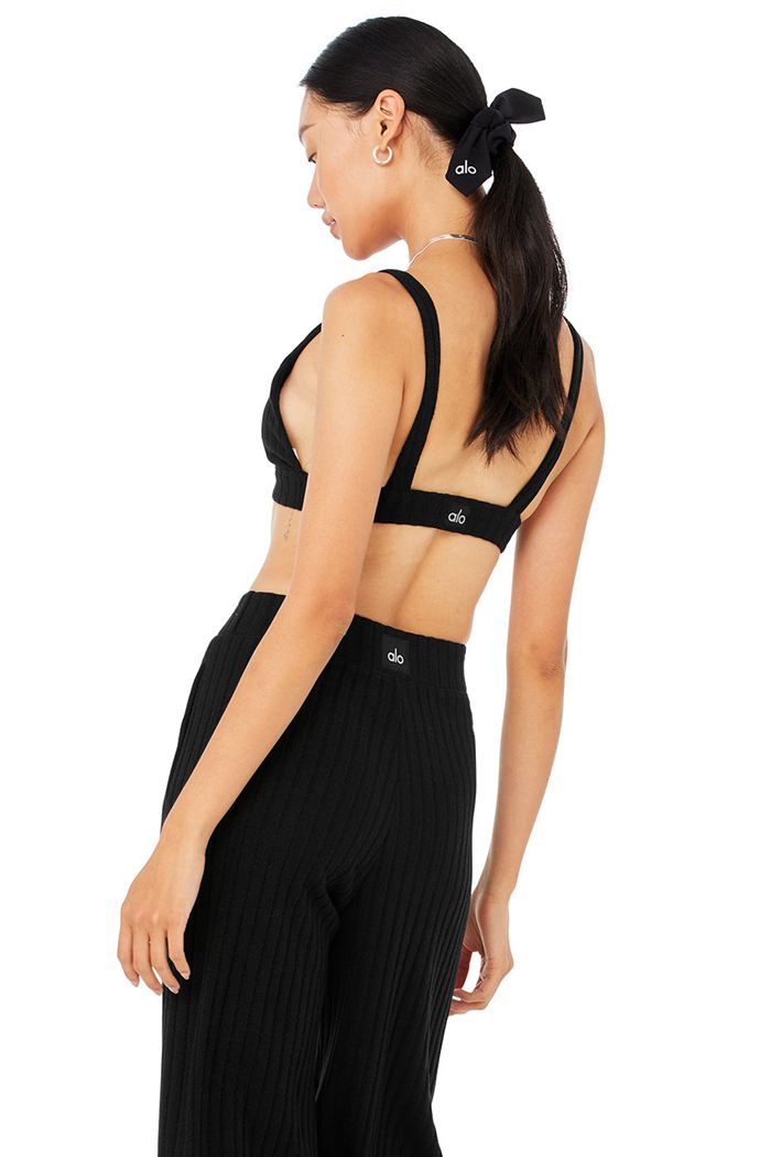 Alo Yoga Ribbed Take Bekvämlighet BH Dam Svarta | 1927346-JU