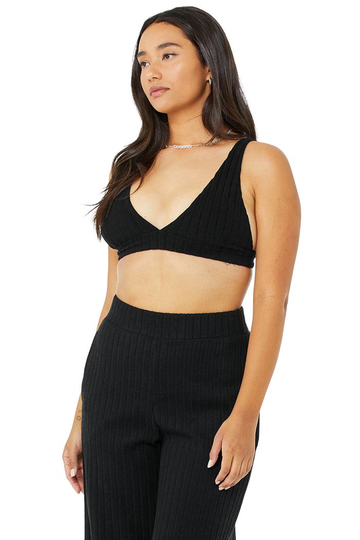 Alo Yoga Ribbed Take Bekvämlighet BH Dam Svarta | 1927346-JU