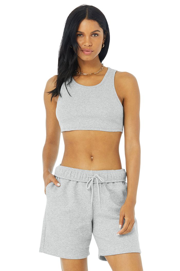 Alo Yoga Ribbed Vibe Tank Tops Dam Grå | 7935260-LE