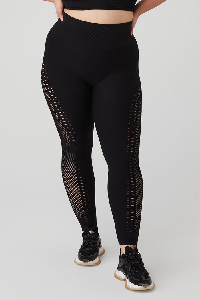 Alo Yoga Seamless High-Midja 7/8 Open Air Leggings Dam Svarta | 6402819-VB