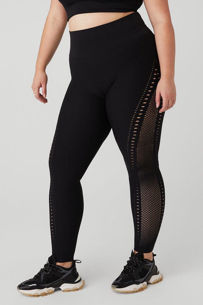 Alo Yoga Seamless High-Midja 7/8 Open Air Leggings Dam Svarta | 6402819-VB