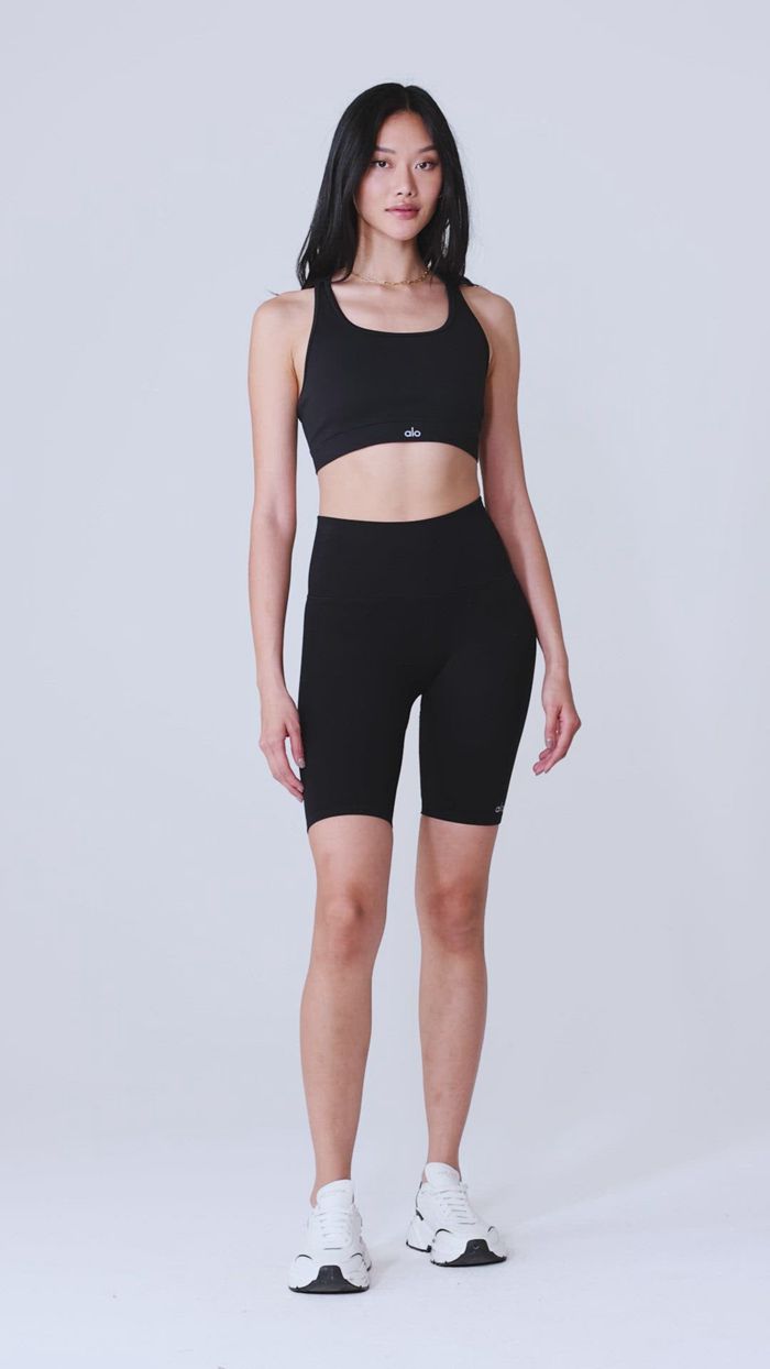 Alo Yoga Seamless High-Midja Ribbed Biker Short Dam Röda | 1035692-UO