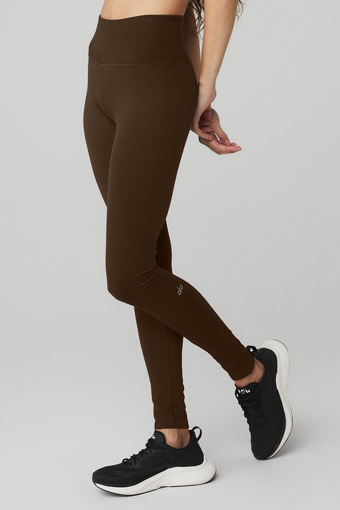 Alo Yoga Seamless High-Midja Ribbed Leggings Dam Svarta | 7263514-JY