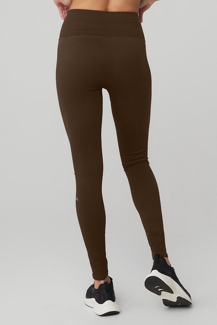 Alo Yoga Seamless High-Midja Ribbed Leggings Dam Svarta | 7263514-JY