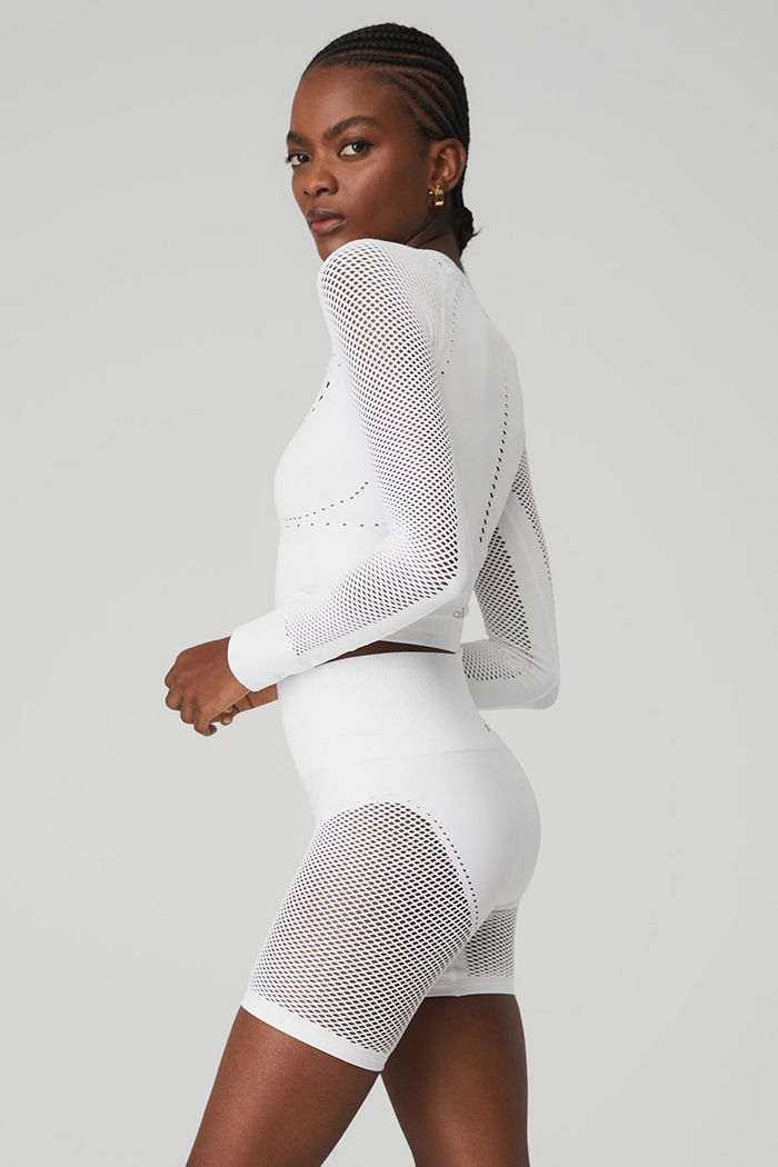 Alo Yoga Seamless Open Air Long Sleeve Dam Vita | 8316704-OP