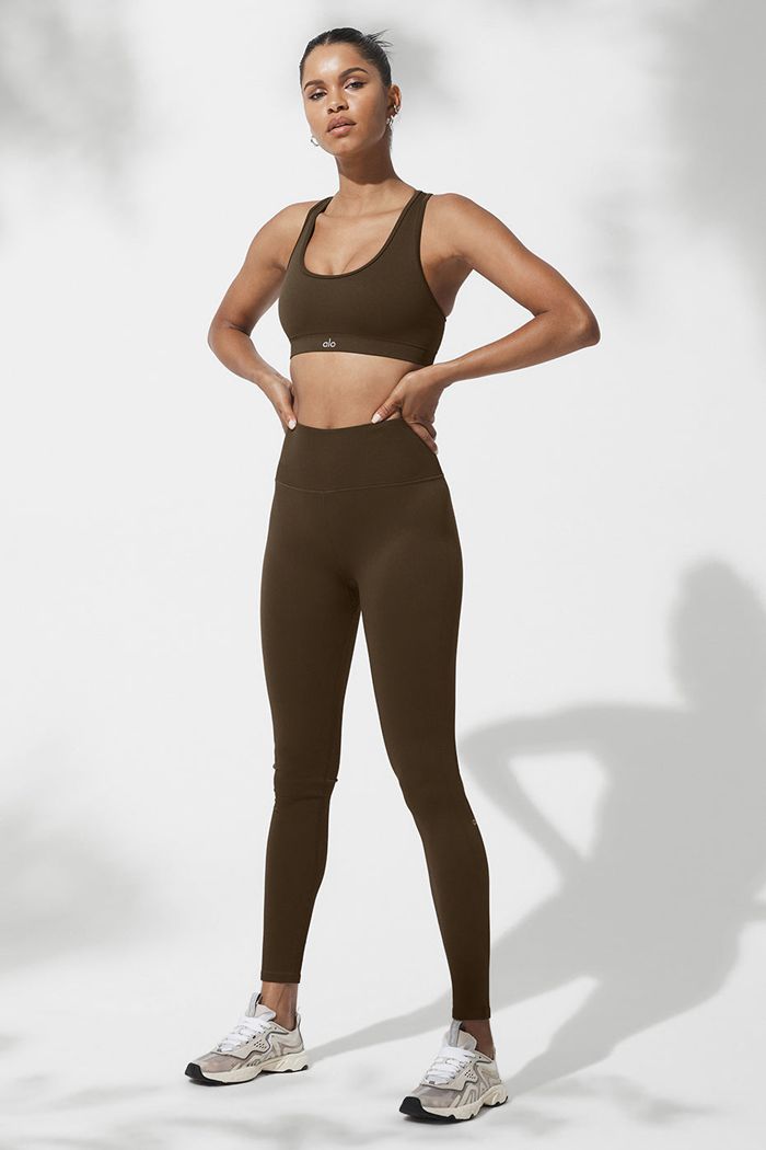 Alo Yoga Seamless Ribbed BH Dam Svarta | 3608917-NO