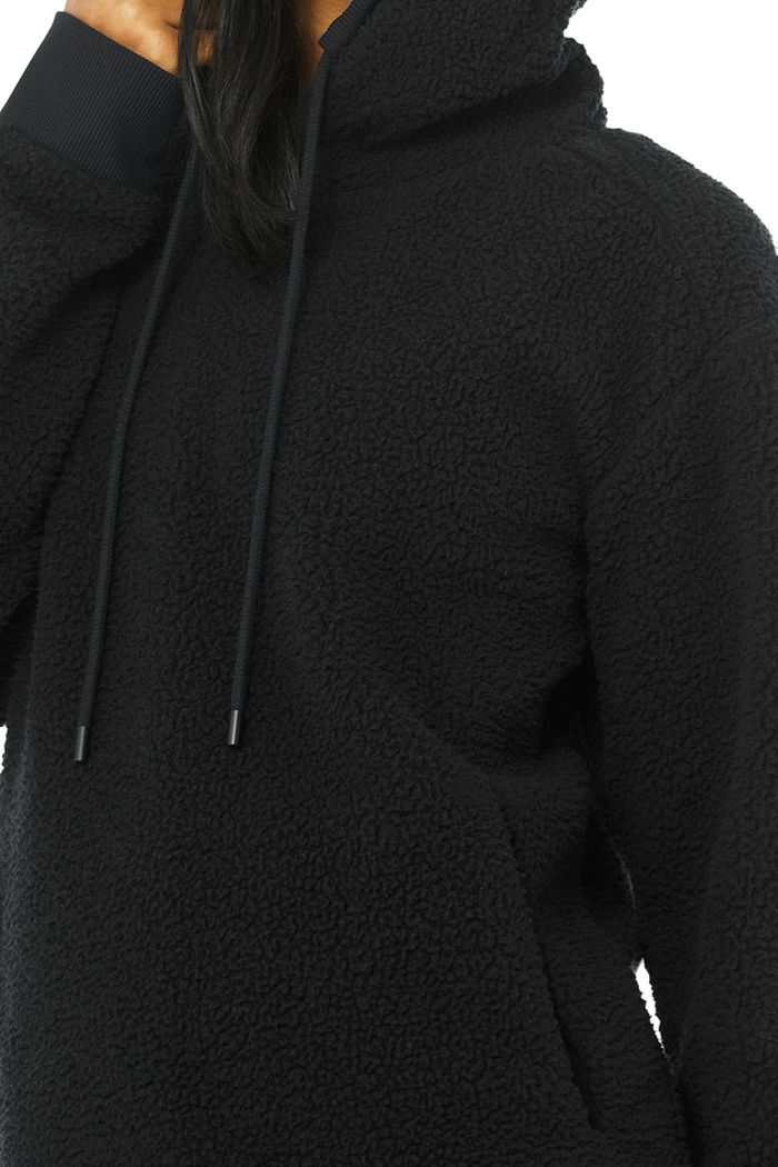 Alo Yoga Sherpa Hoodie Dam Svarta | 6410358-QG