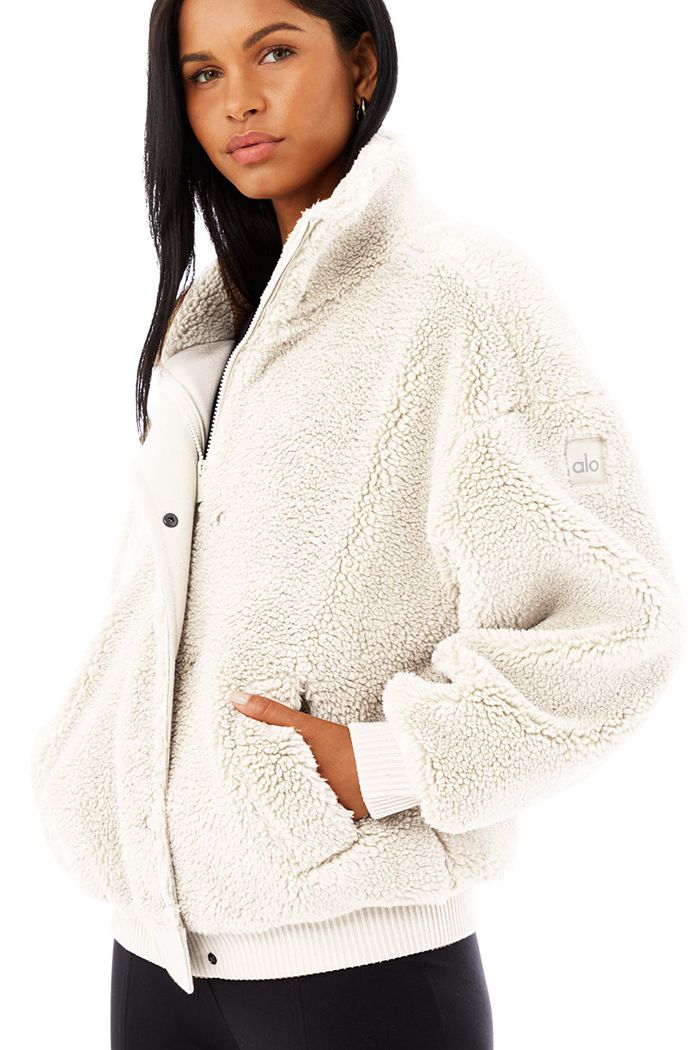 Alo Yoga Sherpa Varsity Jacka Dam Vita | 7512968-BW