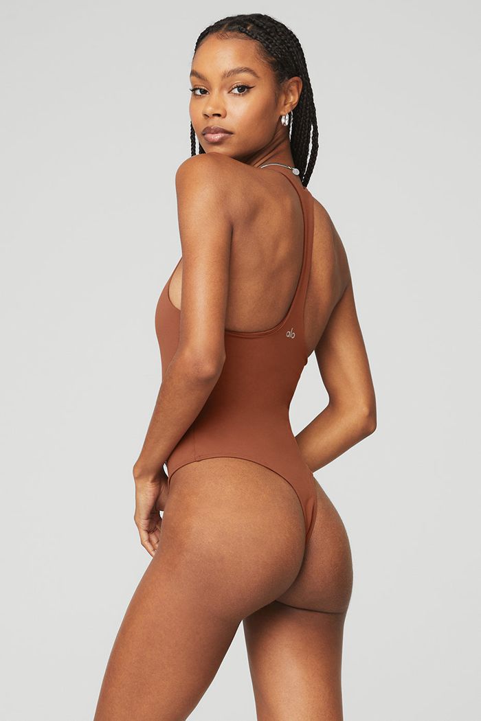 Alo Yoga Sleek Back Bodysuit Dam Röda | 9045782-VL