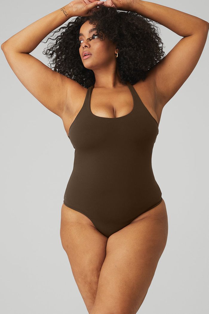 Alo Yoga Sleek Back Bodysuit Dam Svarta | 7329641-WQ