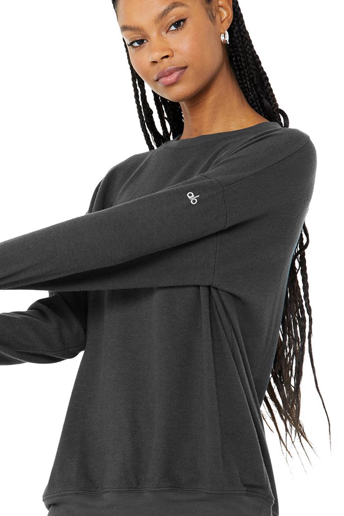 Alo Yoga Soho Sweatshirt Dam Mörkgrå | 3167492-NG