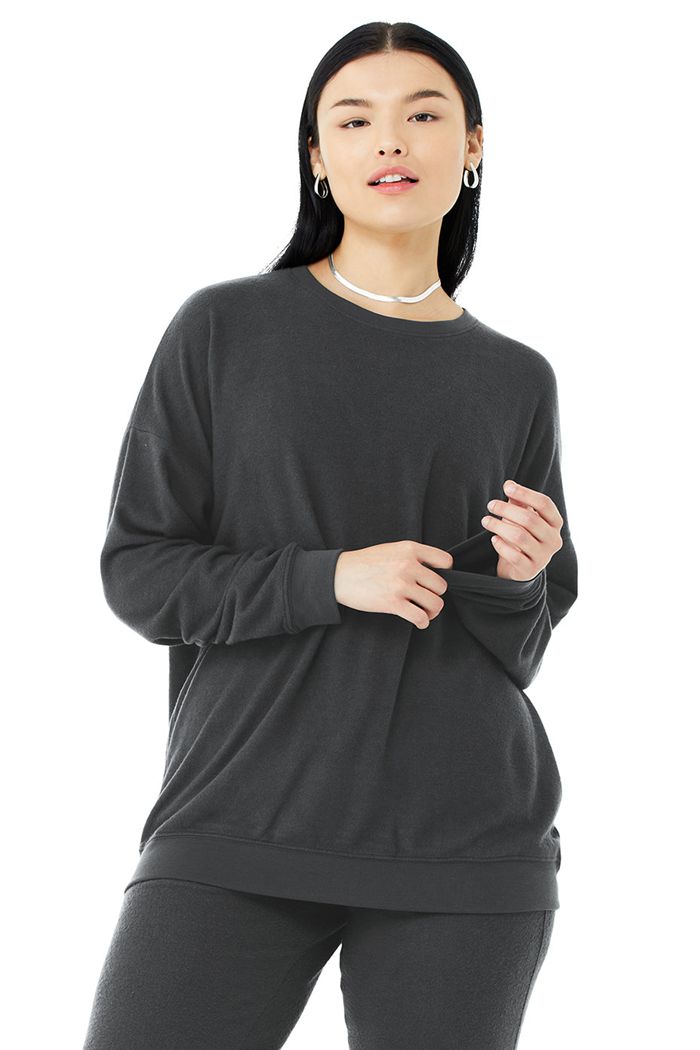 Alo Yoga Soho Sweatshirt Dam Mörkgrå | 3167492-NG