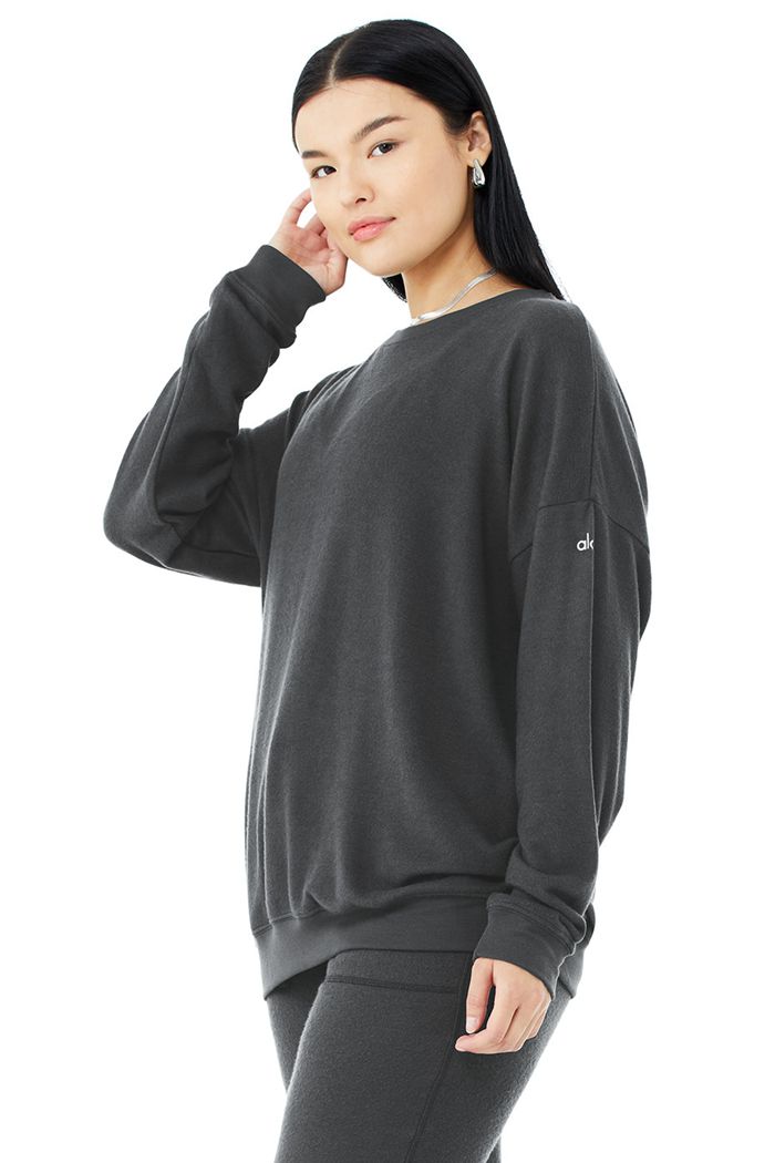 Alo Yoga Soho Sweatshirt Dam Mörkgrå | 3167492-NG