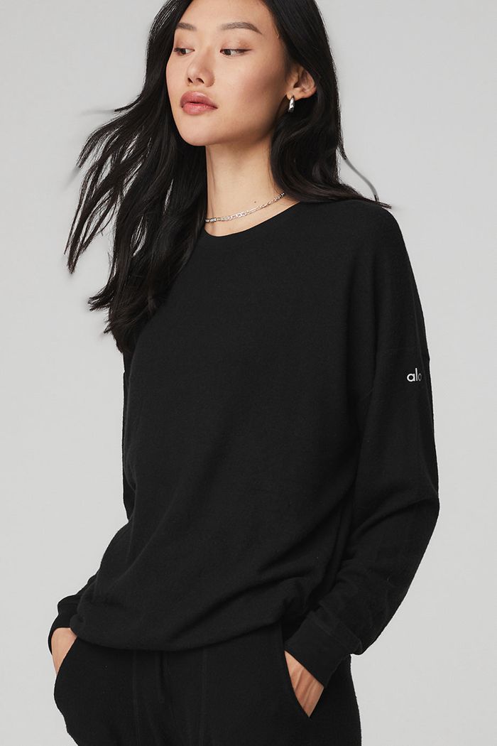 Alo Yoga Soho Sweatshirt Dam Svarta | 8769231-HL