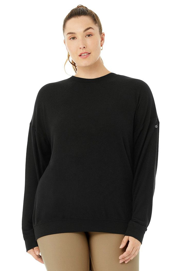 Alo Yoga Soho Sweatshirt Dam Svarta | 8769231-HL