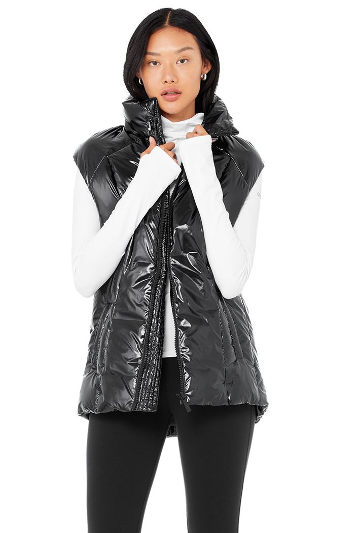 Alo Yoga Stunner Puffer Väst Dam Svarta | 3458267-QO