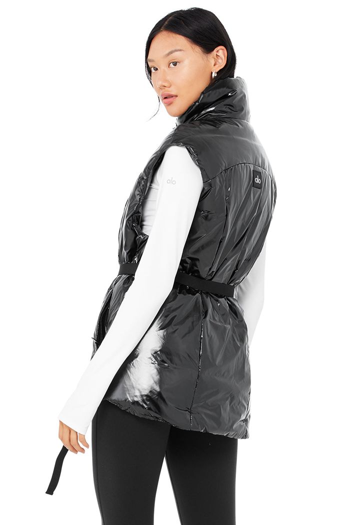 Alo Yoga Stunner Puffer Väst Dam Svarta | 3458267-QO