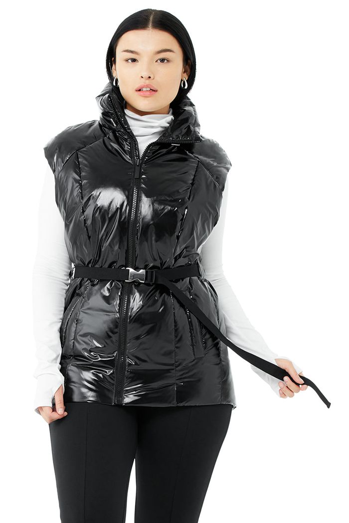 Alo Yoga Stunner Puffer Väst Dam Svarta | 3458267-QO