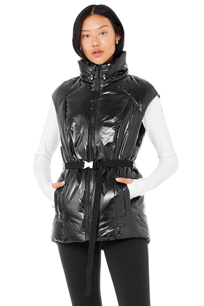 Alo Yoga Stunner Puffer Väst Dam Svarta | 3458267-QO