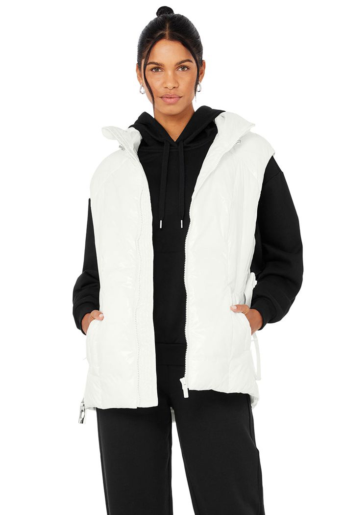 Alo Yoga Stunner Puffer Väst Dam Vita | 1325940-TB