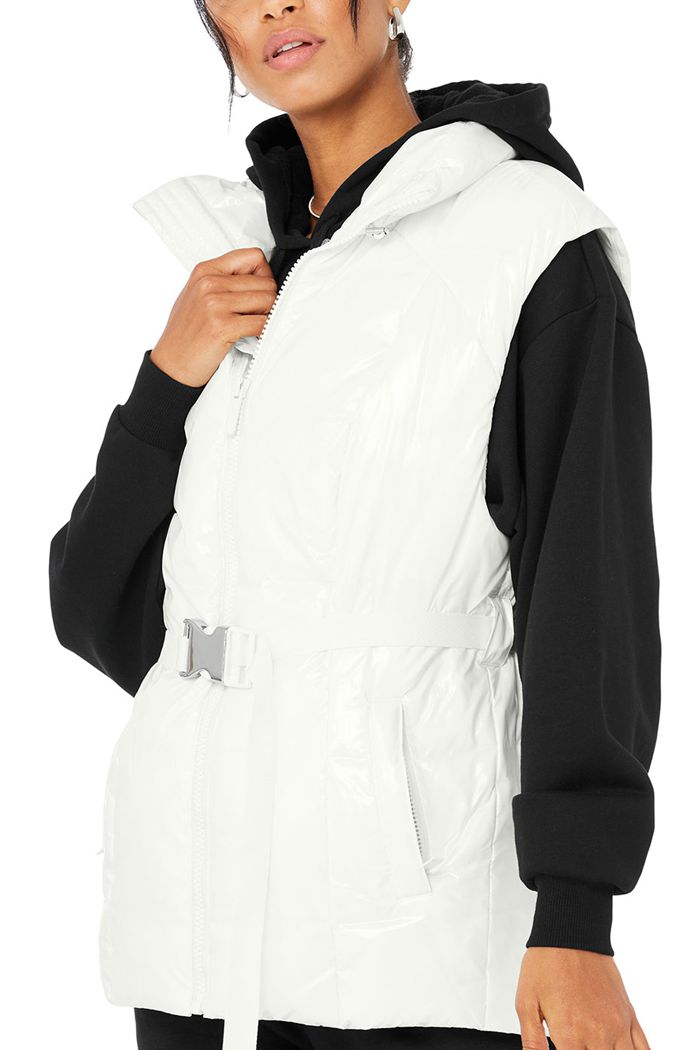 Alo Yoga Stunner Puffer Väst Dam Vita | 1325940-TB