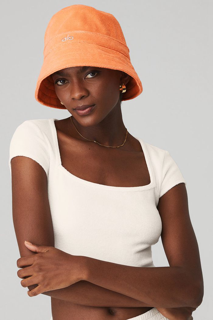 Alo Yoga Terry Beachside Bucket Hatt Dam Orange | 6294537-XE