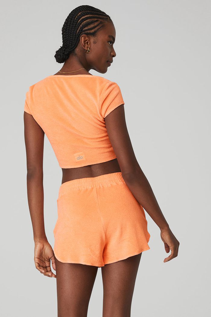 Alo Yoga Terry Beachside Short Sleeve Dam Orange | 3689502-MN