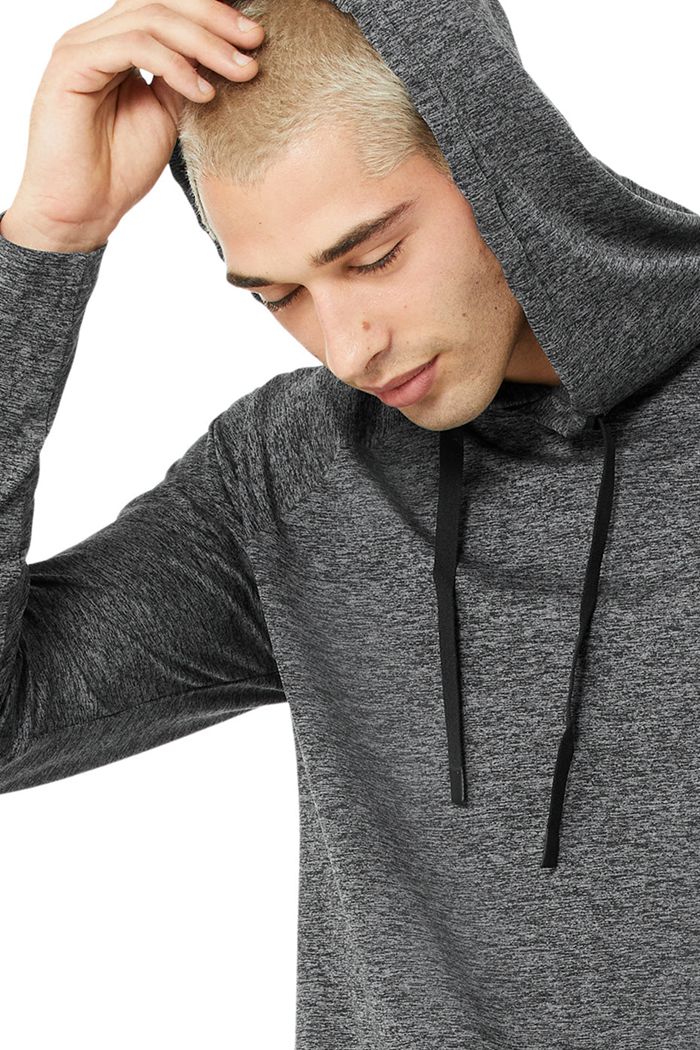 Alo Yoga The Conquer Hoodie Herr Grå | 2085467-NO