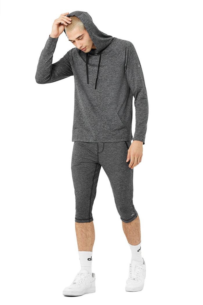 Alo Yoga The Conquer Hoodie Herr Grå | 2085467-NO