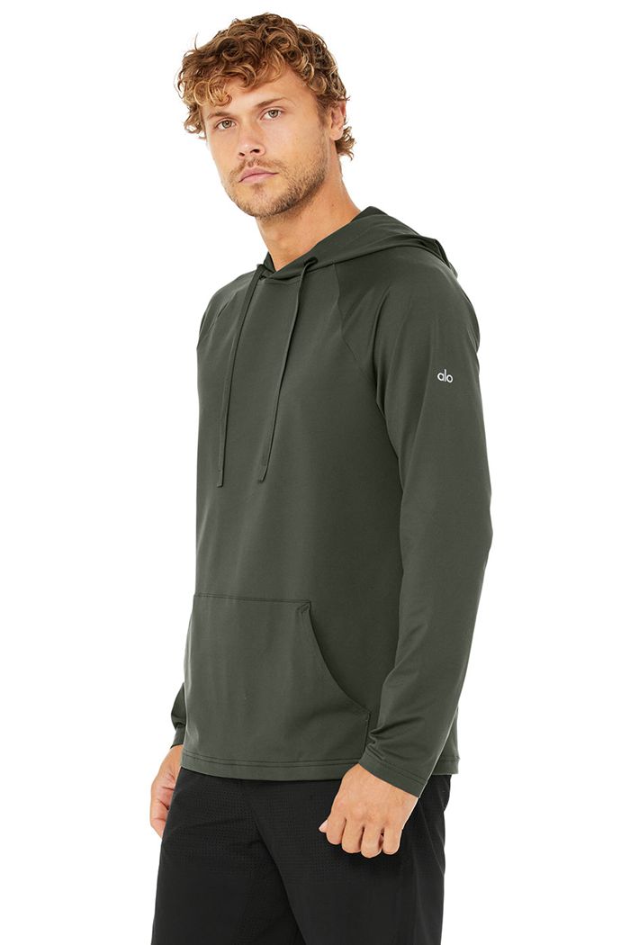 Alo Yoga The Conquer Hoodie Herr Mörkgröna | 2149567-XK