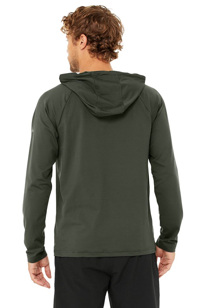 Alo Yoga The Conquer Hoodie Herr Mörkgröna | 2149567-XK