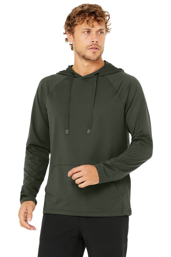 Alo Yoga The Conquer Hoodie Herr Mörkgröna | 2149567-XK