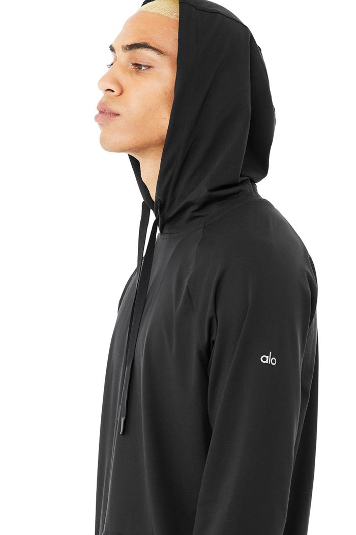 Alo Yoga The Conquer Hoodie Herr Svarta | 5782064-YI