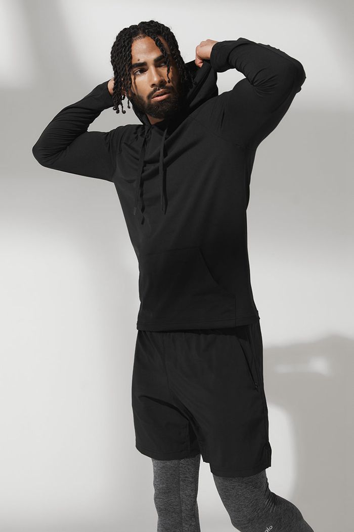 Alo Yoga The Conquer Hoodie Herr Svarta | 5782064-YI