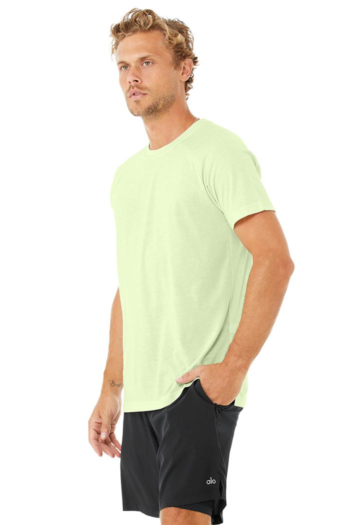 Alo Yoga The Triumph Crew Neck Tee Short Sleeve Herr Gröna | 8149605-JC