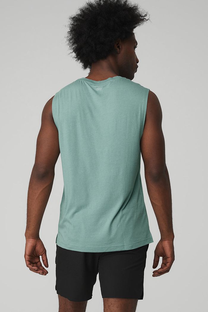 Alo Yoga The Triumph Muscle Tank Tops Herr Blå | 3587246-BG