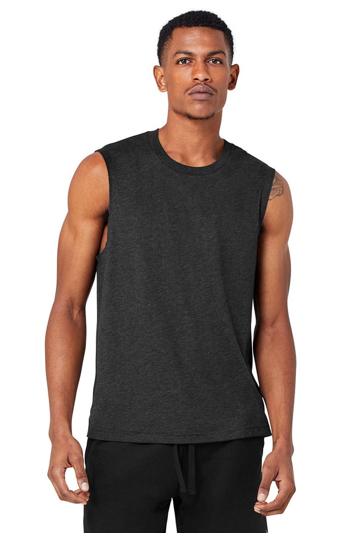 Alo Yoga The Triumph Muscle Tank Tops Herr Svarta | 4951627-NU