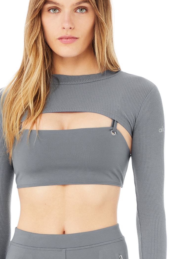 Alo Yoga Thrill Seeker Long Sleeve Dam Grå | 6152308-LC