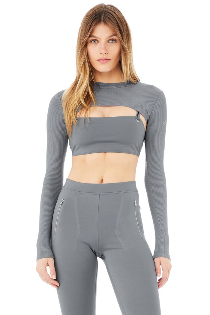 Alo Yoga Thrill Seeker Long Sleeve Dam Grå | 6152308-LC