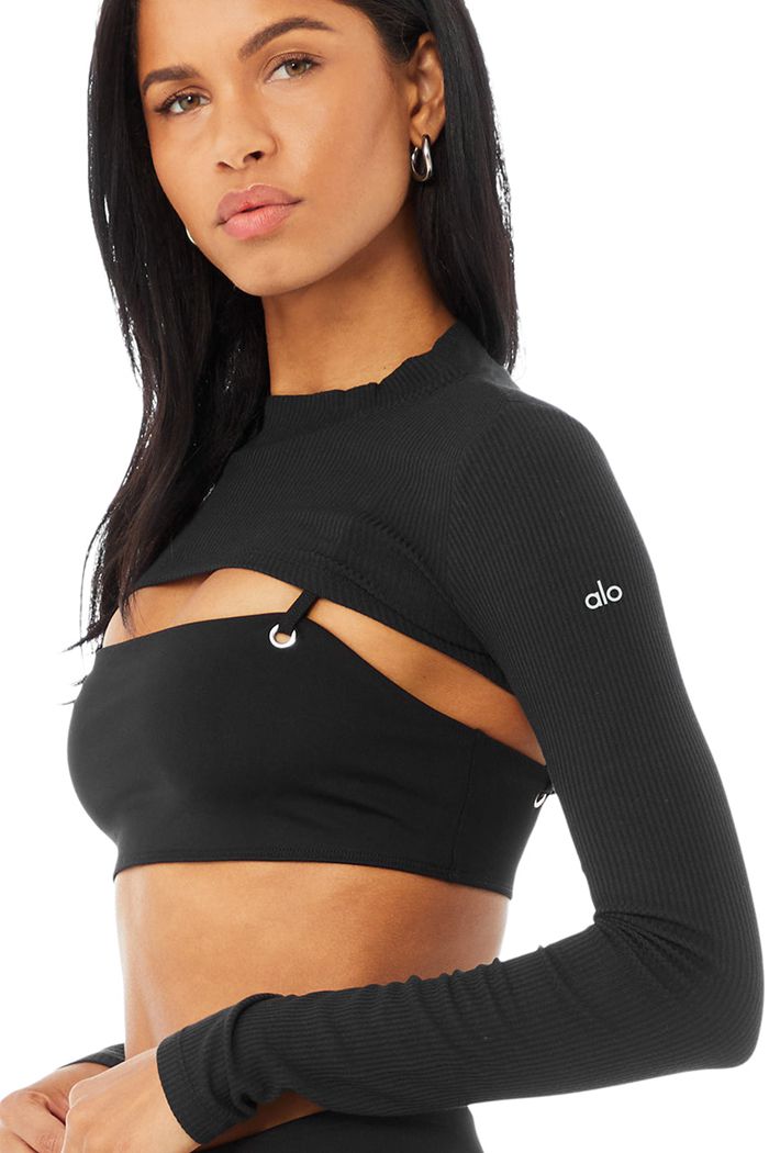 Alo Yoga Thrill Seeker Long Sleeve Dam Svarta | 6280179-JF