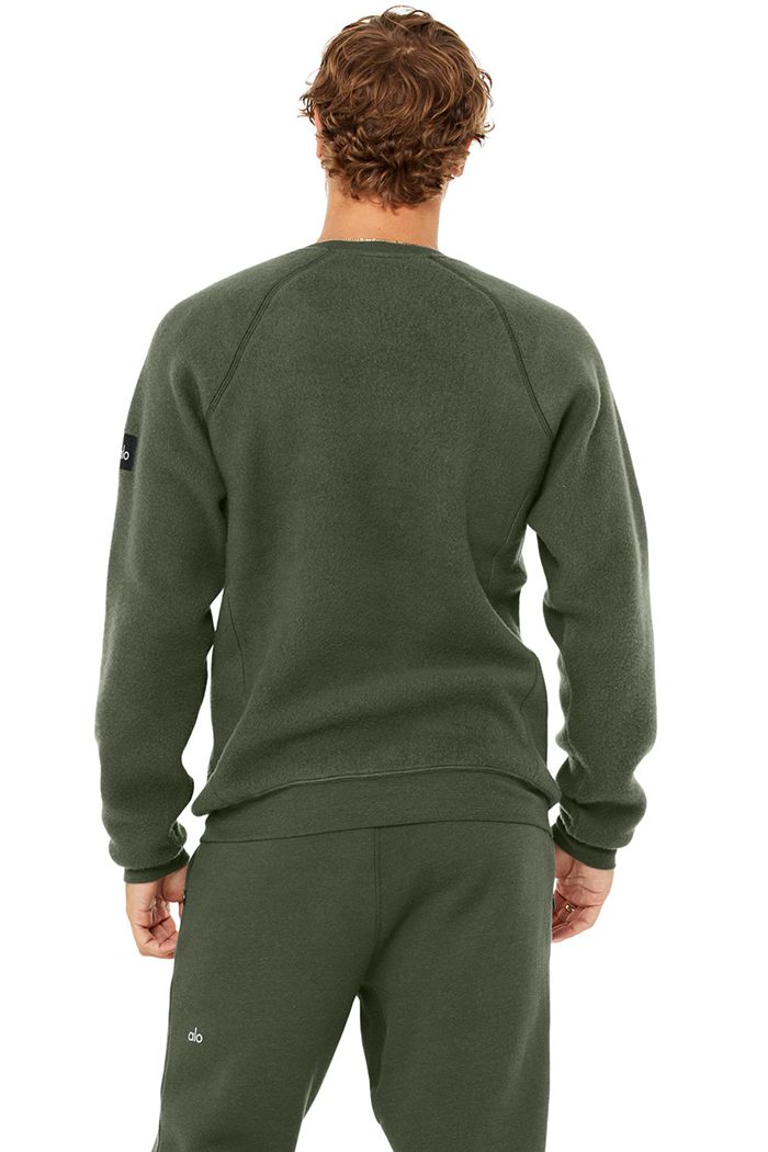 Alo Yoga Triumph Crew Neck Sweatshirt Long Sleeve Herr Mörkgröna | 4639172-XZ