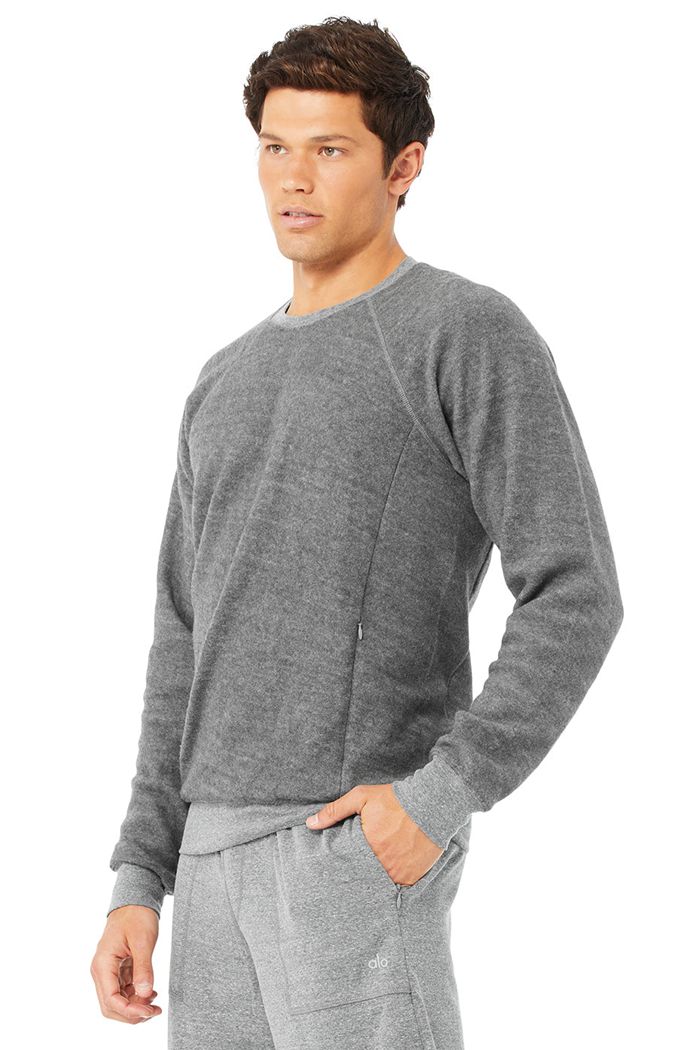 Alo Yoga Triumph Crew Neck Sweatshirt Long Sleeve Herr Grå | 7891623-MX