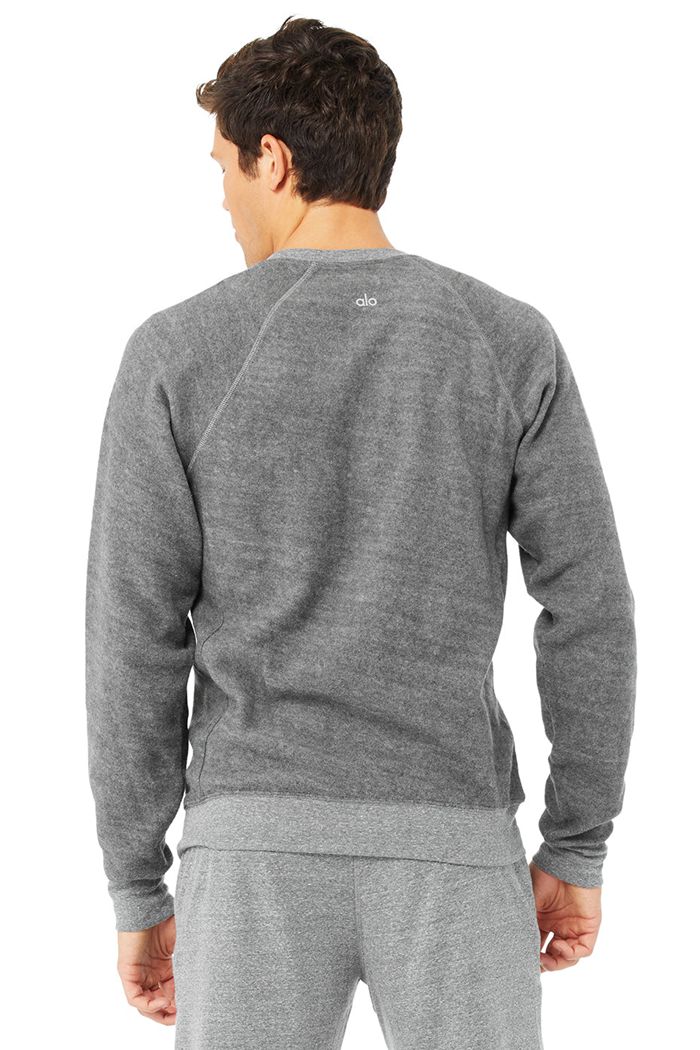 Alo Yoga Triumph Crew Neck Sweatshirt Long Sleeve Herr Grå | 7891623-MX