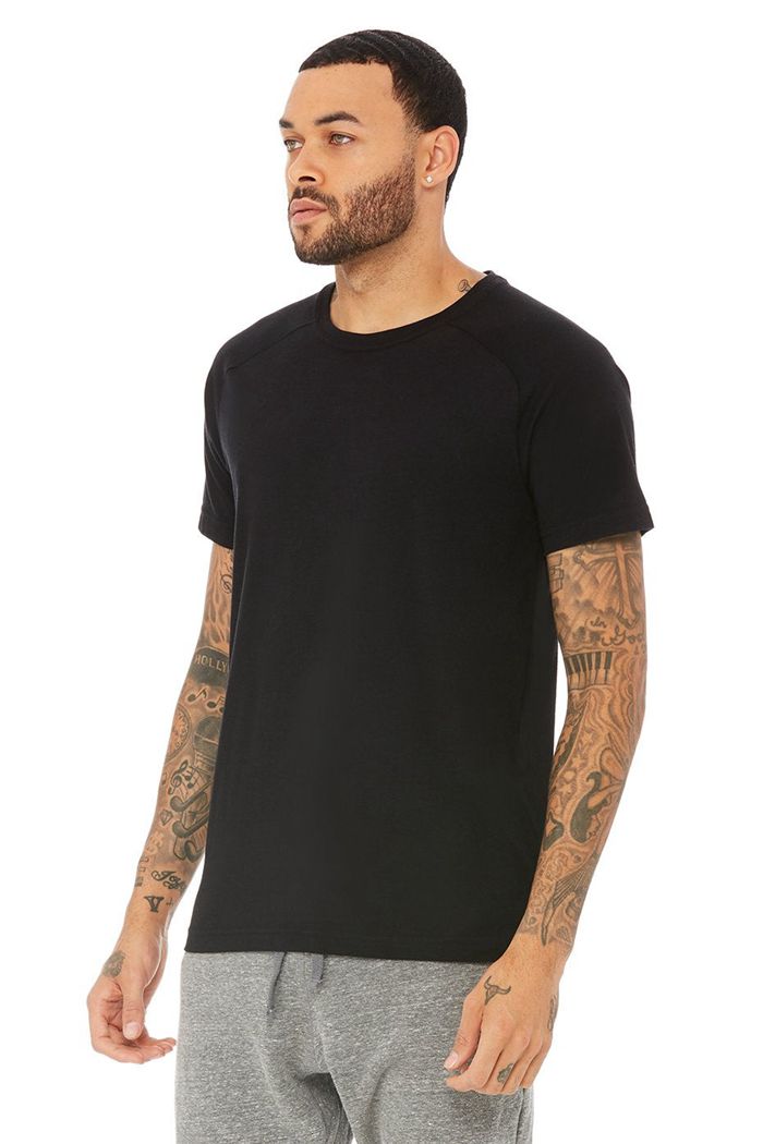 Alo Yoga Triumph Crew Neck Tee Short Sleeve Herr Svarta | 2385491-DV