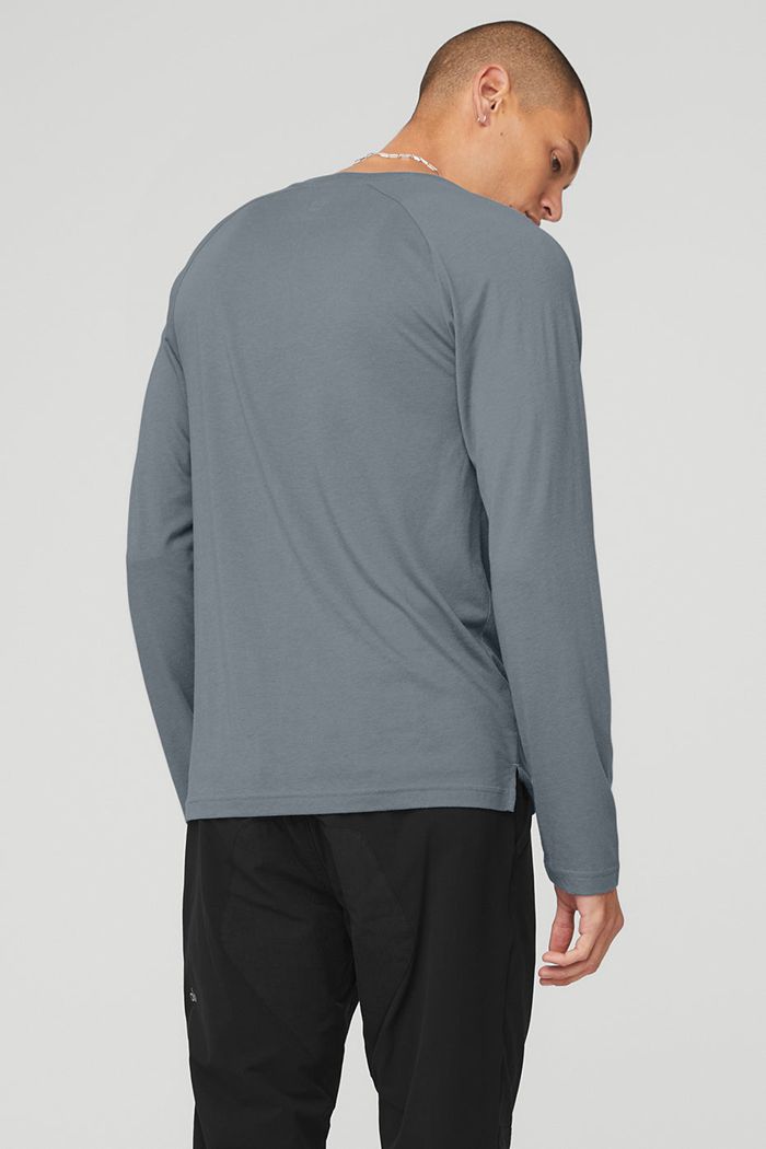 Alo Yoga Triumph Tee Long Sleeve Herr Grå | 3208167-RP