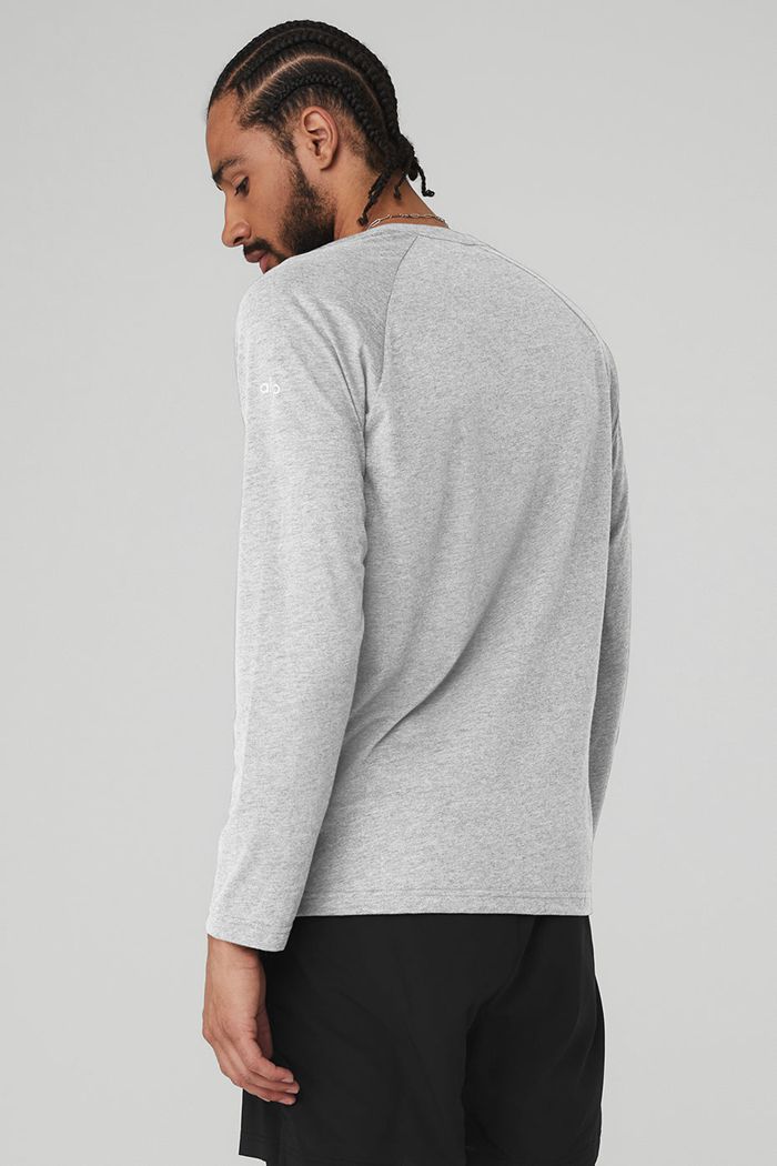 Alo Yoga Triumph Tee Long Sleeve Herr Grå | 5890461-GY