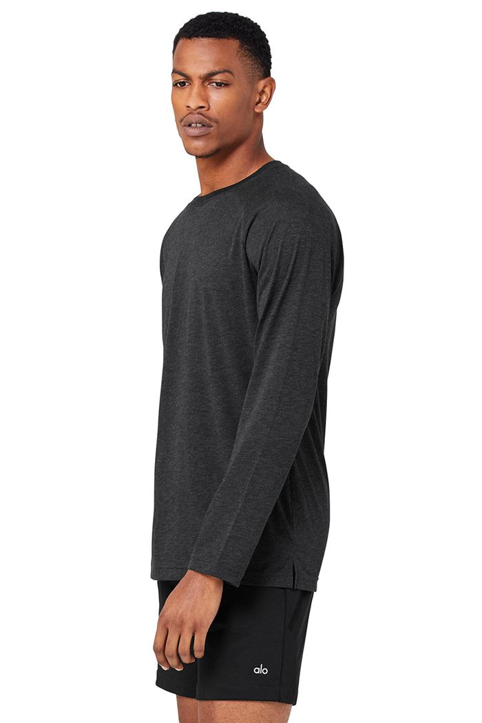 Alo Yoga Triumph Tee Long Sleeve Herr Svarta | 2907163-VN